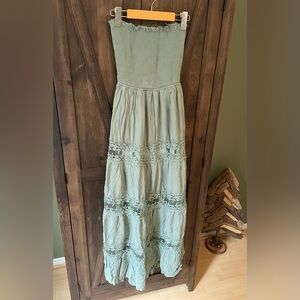 Women's Sage Green Strapless Maxi Dress
